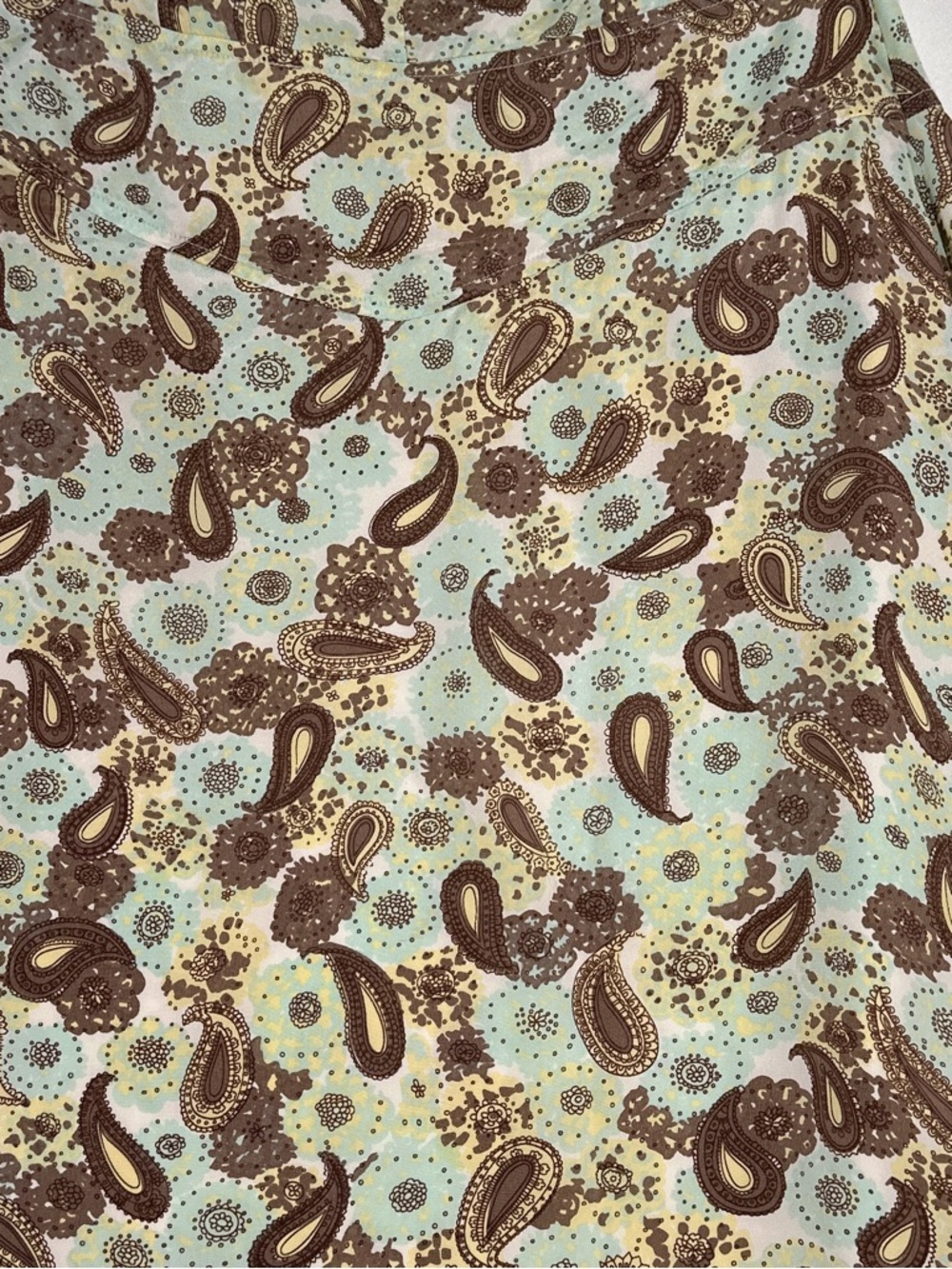 Isabella Bird Fit And Flare Dress Cap Sleeve Silk Paisley Mint Brown 8P - Picture 5 of 12